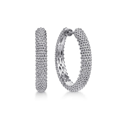 STERLING SILVER BUJUKAN 30MM CLASSIC HOOP EARRINGS