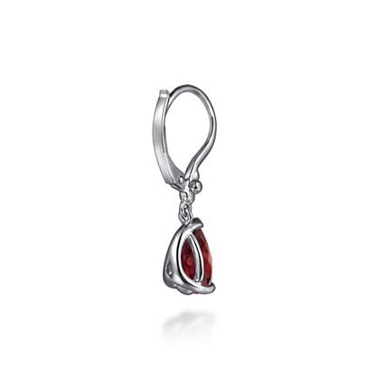 STERLING SILVER PEAR GARNET BUJUKAN DROP EARRINGS