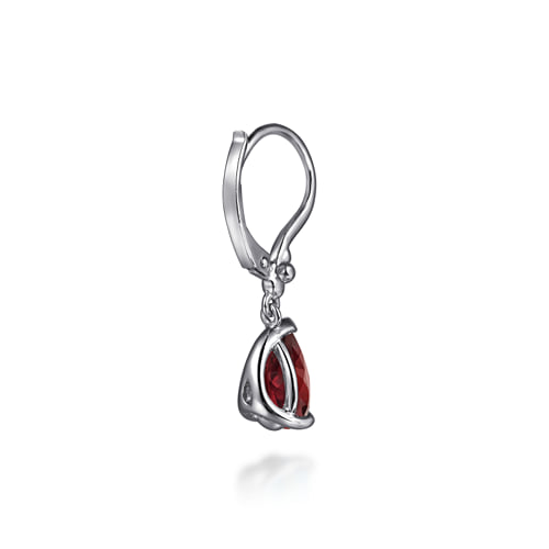 STERLING SILVER PEAR GARNET BUJUKAN DROP EARRINGS