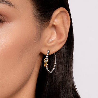 14 KARAT YELLOW GOLD AND STERLING SILVER BUJUKAN INFINITY CLASSIC HOOP EARRINGS