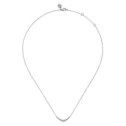 STERLING SILVER WHITE SAPPHIRE GRADUATING BUJUKAN BALL BAR NECKLACE