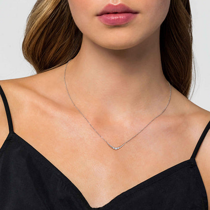 STERLING SILVER WHITE SAPPHIRE GRADUATING BUJUKAN BALL BAR NECKLACE