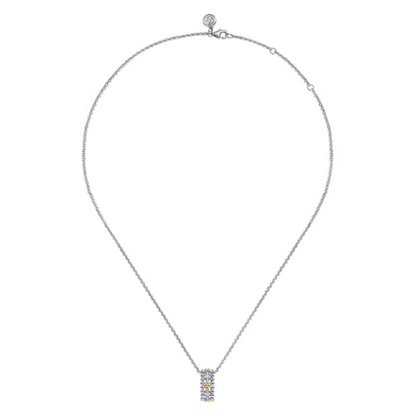 14 KARAT YELLOW GOLD AND STERLING SILVER BUJUKAN WHITE SAPPHIRE PENDANT NECKLACE