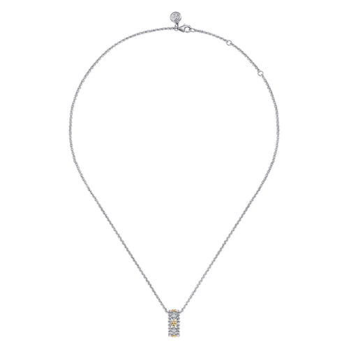 14 KARAT YELLOW GOLD AND STERLING SILVER BUJUKAN WHITE SAPPHIRE PENDANT NECKLACE