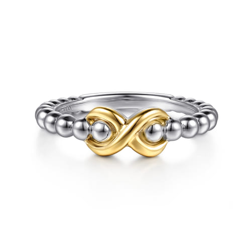 14 KARAT YELLOW GOLD AND STERLING SILVER BUJUKAN INFINITY RING