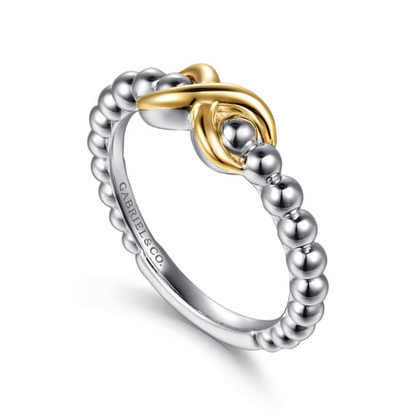 14 KARAT YELLOW GOLD AND STERLING SILVER BUJUKAN INFINITY RING