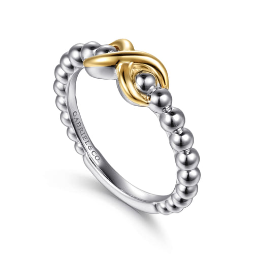 14 KARAT YELLOW GOLD AND STERLING SILVER BUJUKAN INFINITY RING