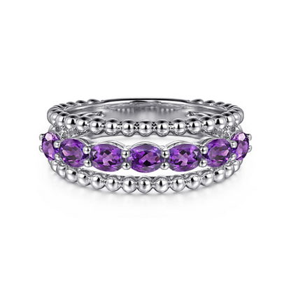 STERLING SILVER BUJUKAN AMETHYST EASY STACKABLE RING