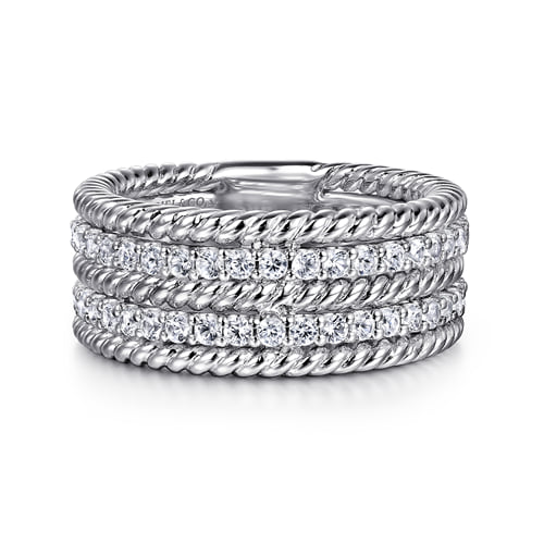 STERLING SILVER WHITE SAPPHIRE HAMPTON EASY STACKABLE BAND LADIES RING