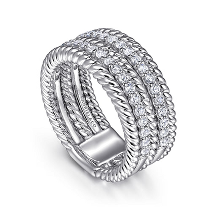 STERLING SILVER WHITE SAPPHIRE HAMPTON EASY STACKABLE BAND LADIES RING