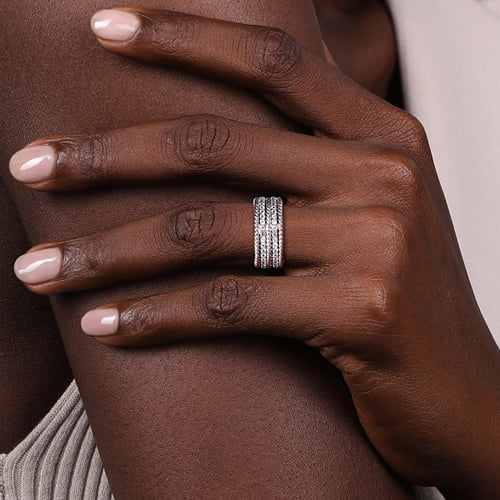 STERLING SILVER WHITE SAPPHIRE HAMPTON EASY STACKABLE BAND LADIES RING