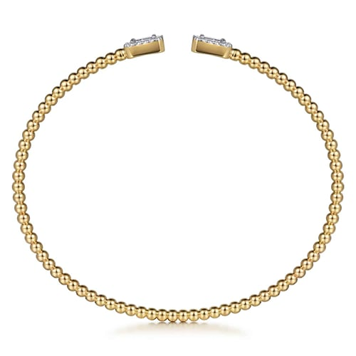 14K YELLOW GOLD BUJUKAN OPEN CUFF BRACELET WITH DIAMOND BAGUETTES