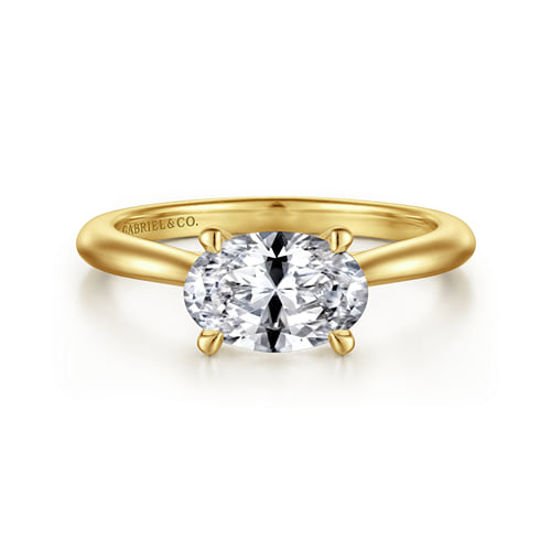 14 KARAT YELLOW GOLD EAST WEST OVAL SOLITAIRE ENGAGEMENT RING