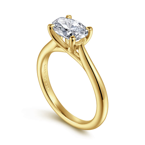 14 KARAT YELLOW GOLD EAST WEST OVAL SOLITAIRE ENGAGEMENT RING