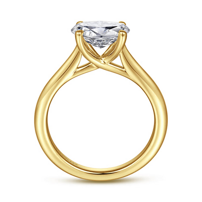 14 KARAT YELLOW GOLD EAST WEST OVAL SOLITAIRE ENGAGEMENT RING