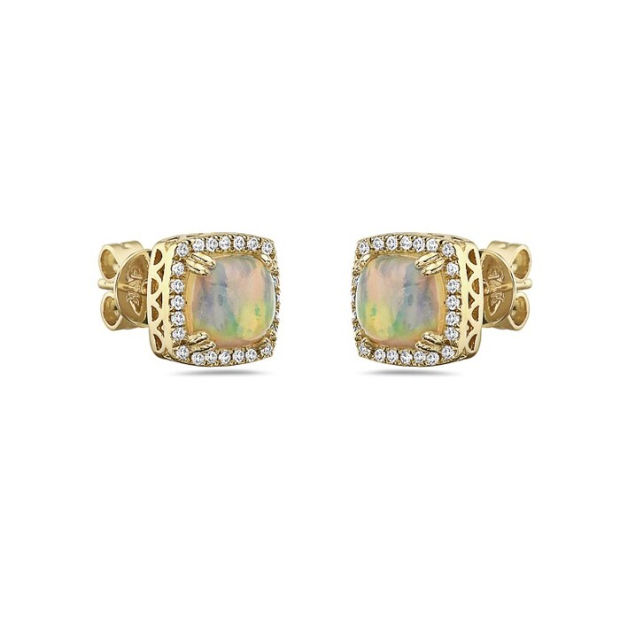 14 KARAT YELLOW GOLD OPAL EARRING