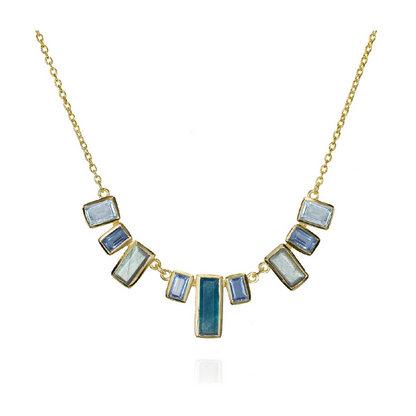 MULTICOLOR SKYLINE NECKLACE IN STERLING SILVER WITH 18 KARAT GOLD VERMEIL