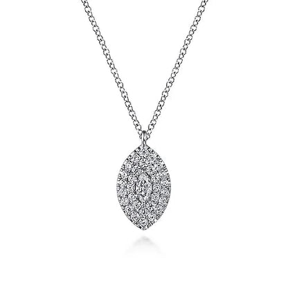 14K WHITE GOLD DIAMOND PENDANT NECKLACE