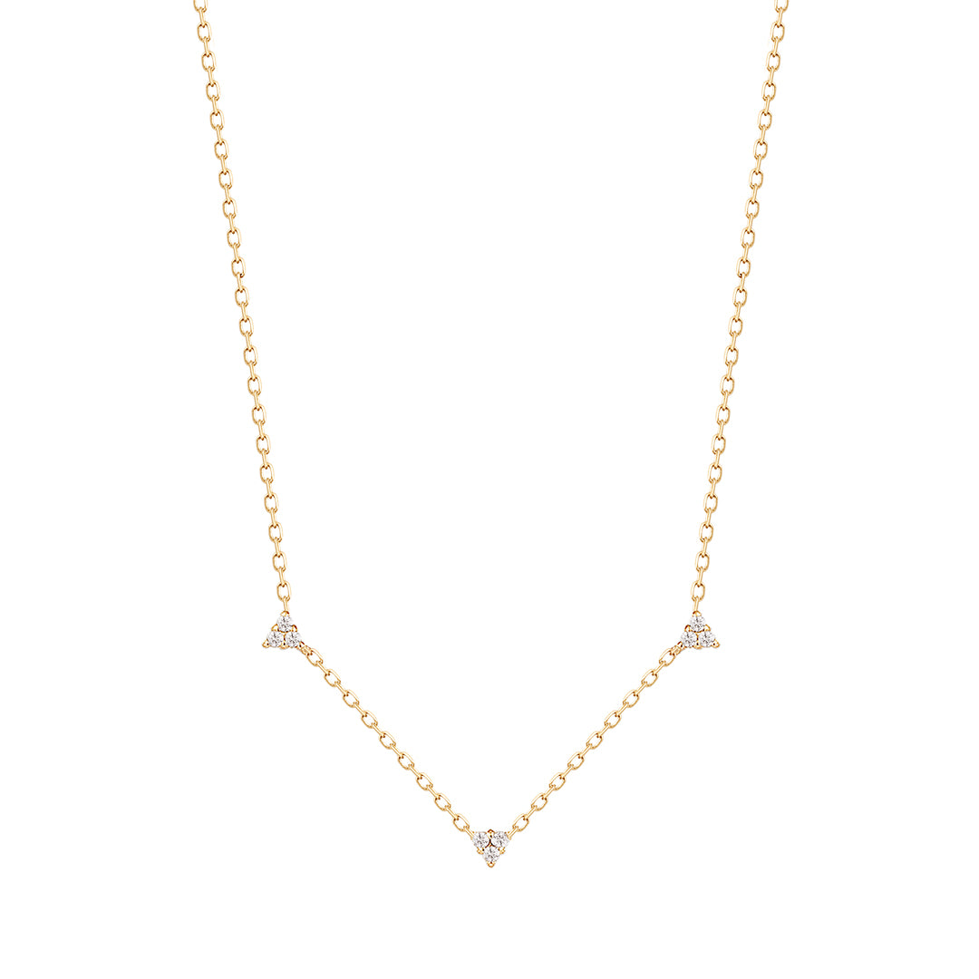 SANDRA/NATURAL DIAMOND TRIPLE STATION NECKLACE