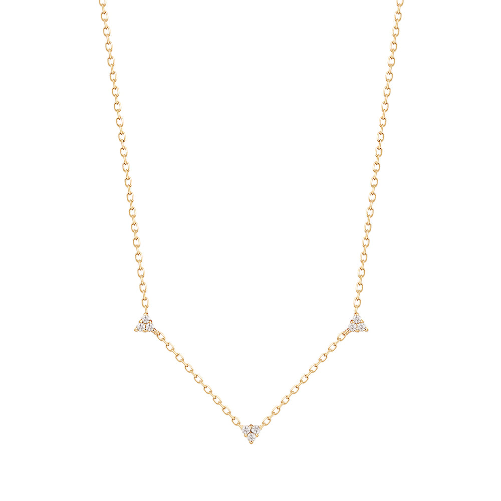 SANDRA/NATURAL DIAMOND TRIPLE STATION NECKLACE