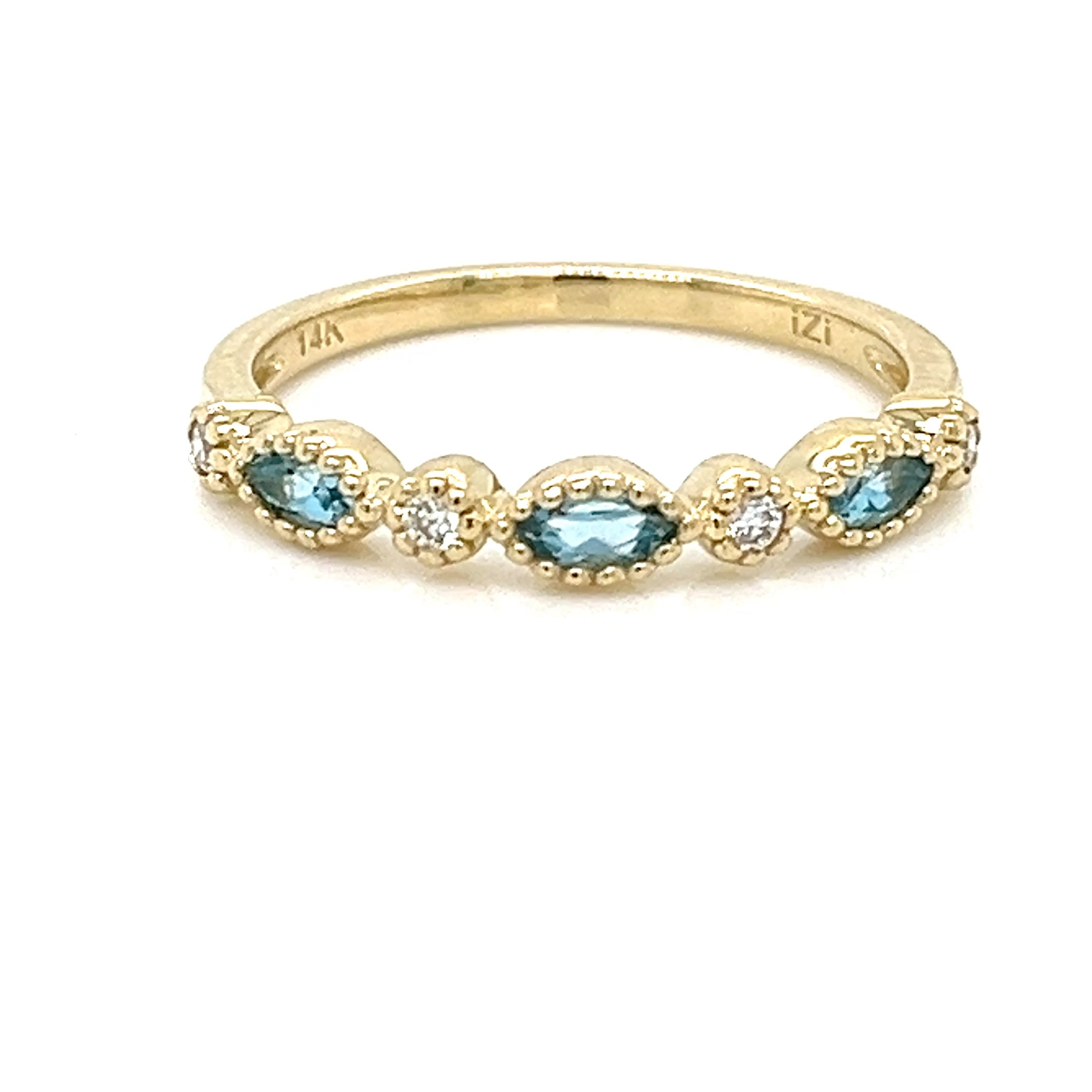 14KY DIA BLUE TOPAZ RING