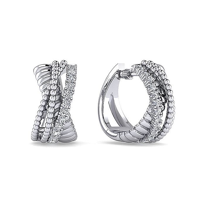 STERLING SILVER WHITE SAPPHIRE MULTI ROW HUGGIE