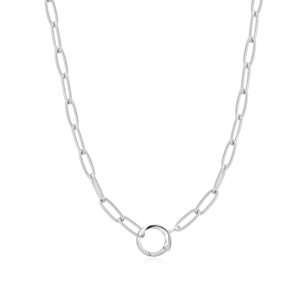 STERLING SILVER LINK CHARM NECKLACE
