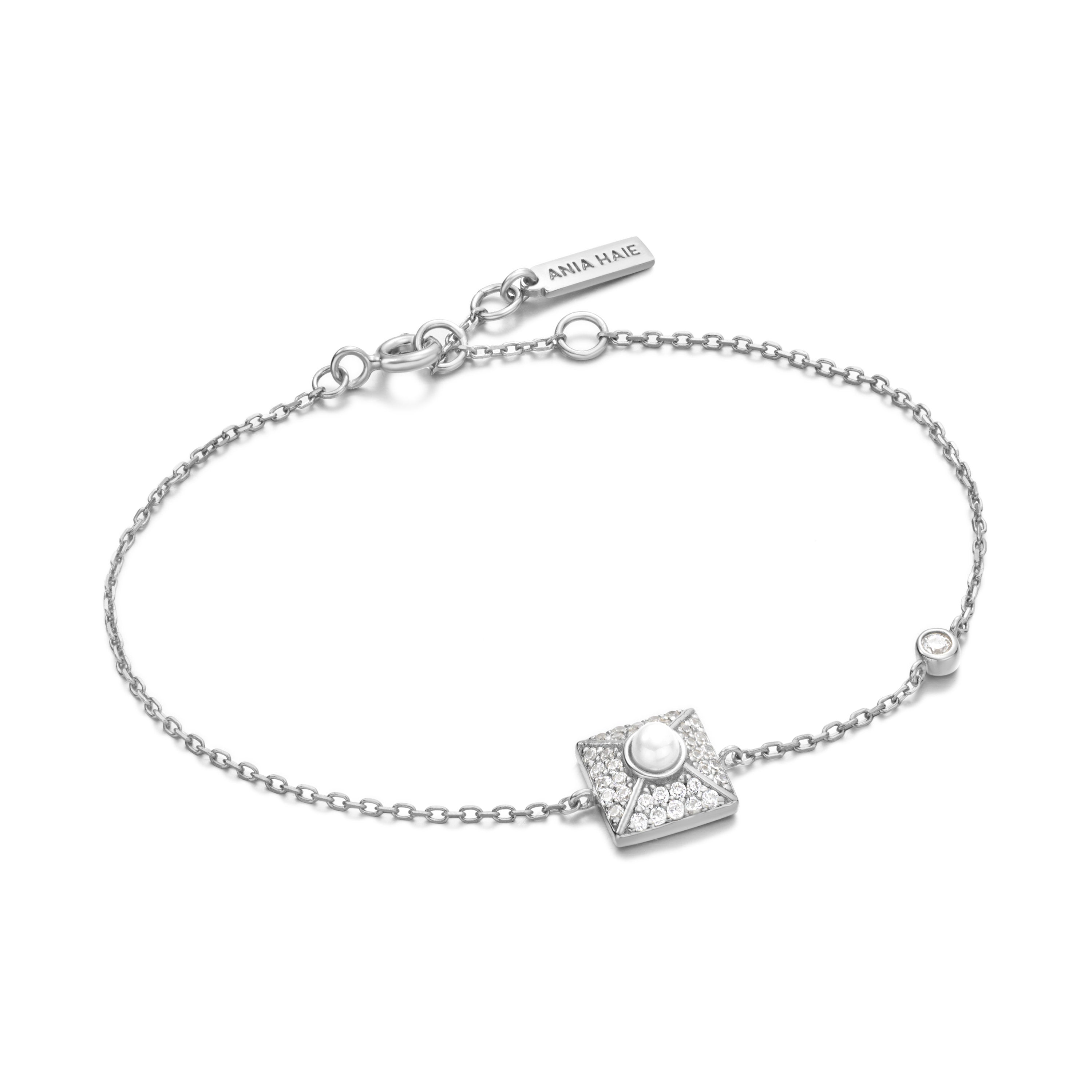 SILVER PEARL PAVE BRACELET