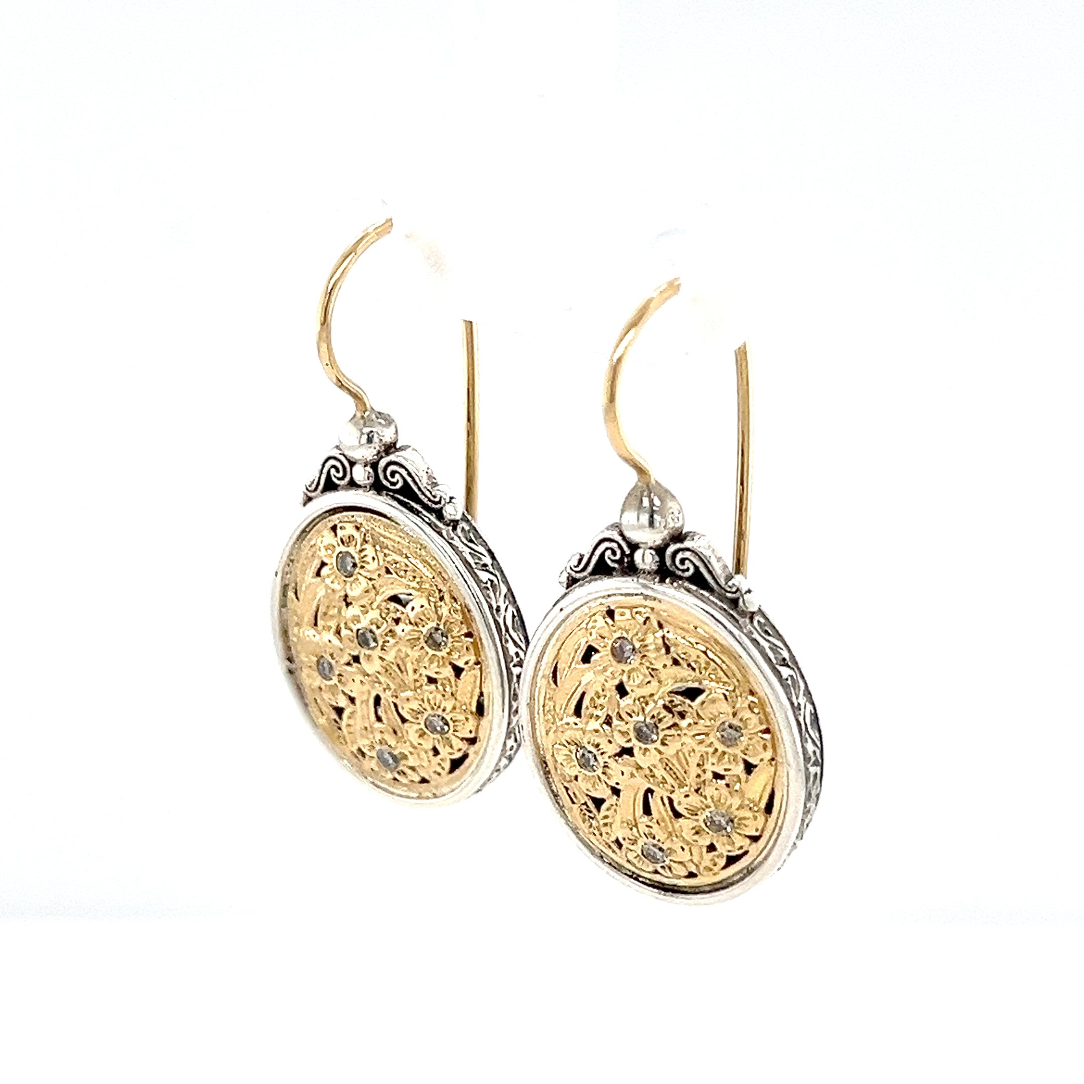 HARMONY OVAL EARRINGS IN 18K GOLD AND STERLING SILVER WITH DIAMONDS