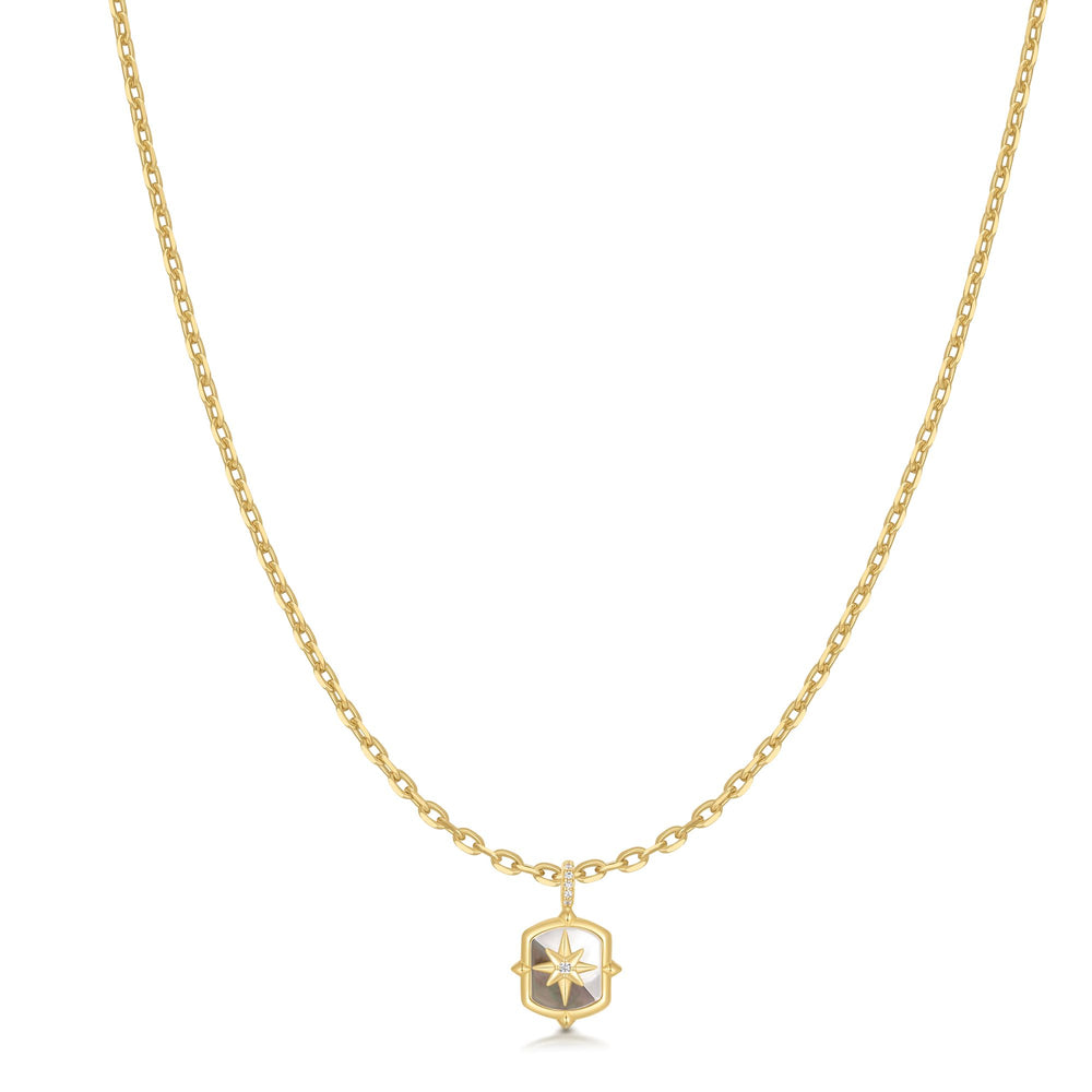 GOLD COLOUR-BLOCK MOTHER OF PEARL STAR NECKLACE