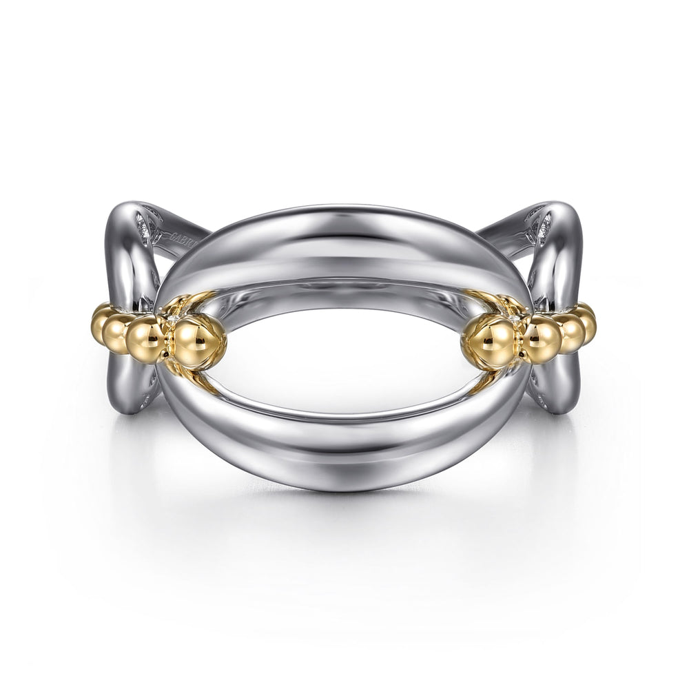 STERLING SILVER AND 14K YELLOW GOLD BUJUKAN LINK RING