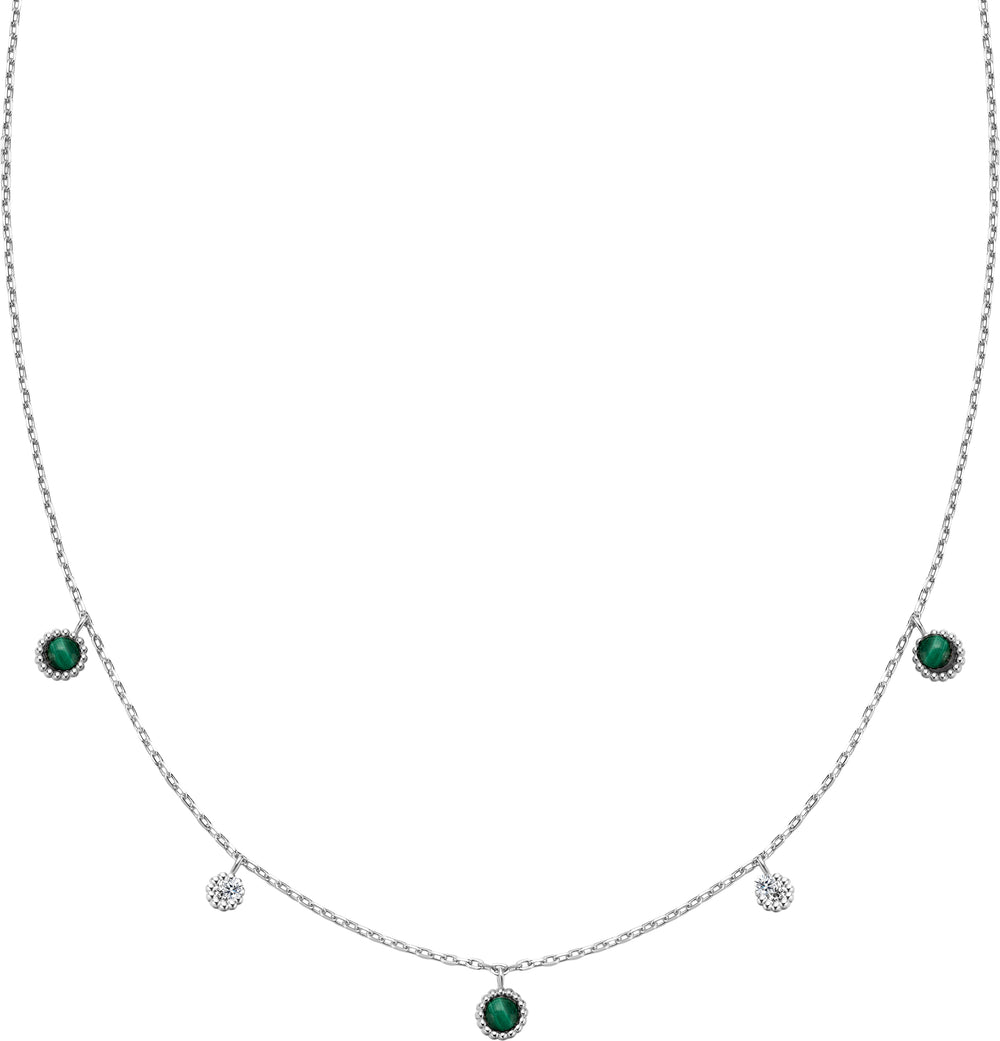 SILVER MALACHITE STATION NECKLACE