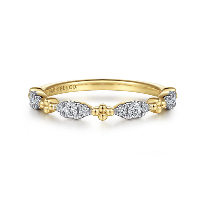 14K YELLOW GOLD DIAMOND MARQUISE SHAPE BUJUKAN STACKABLE RING
