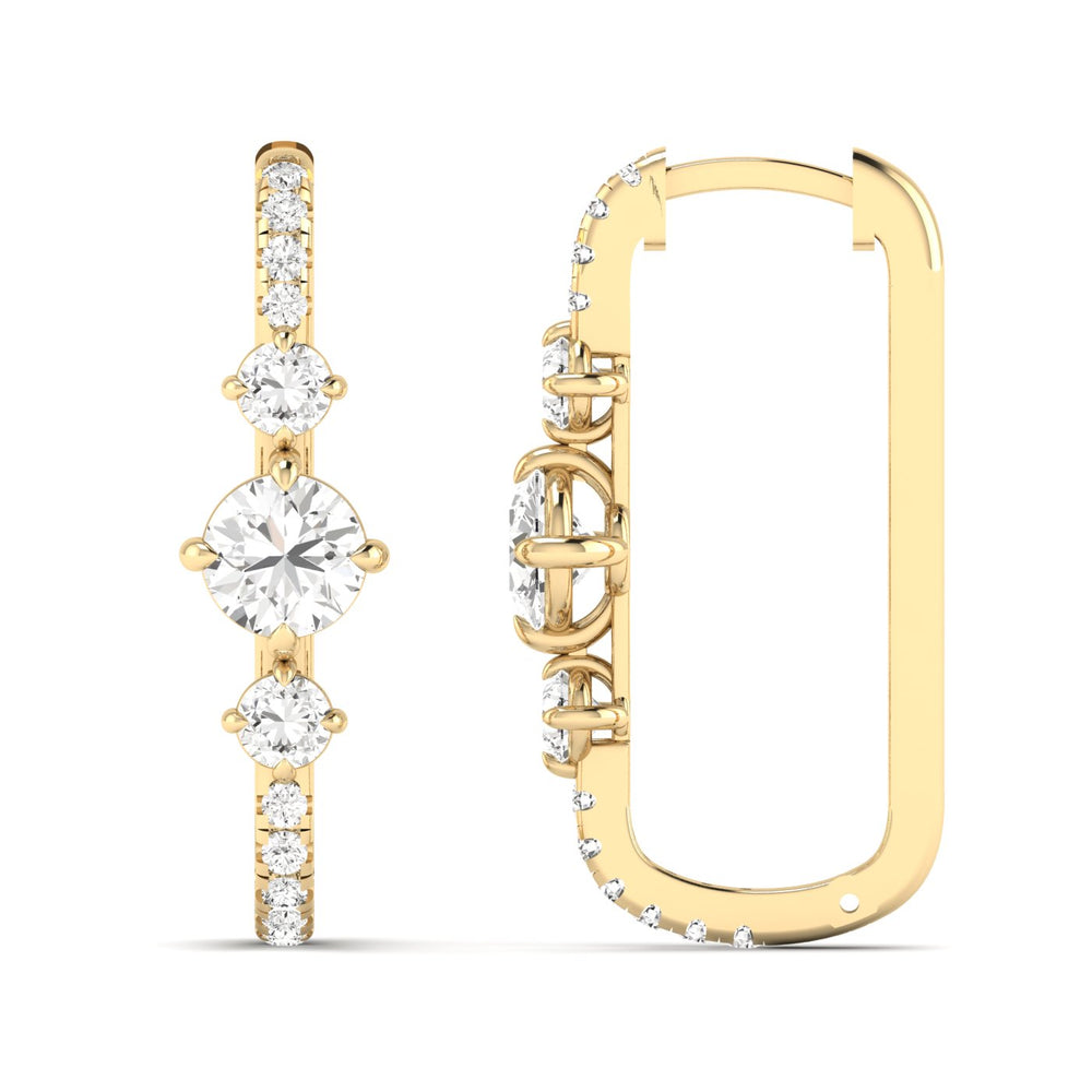 14K YELLOW LAB GROWN DIAMOND HOOPS