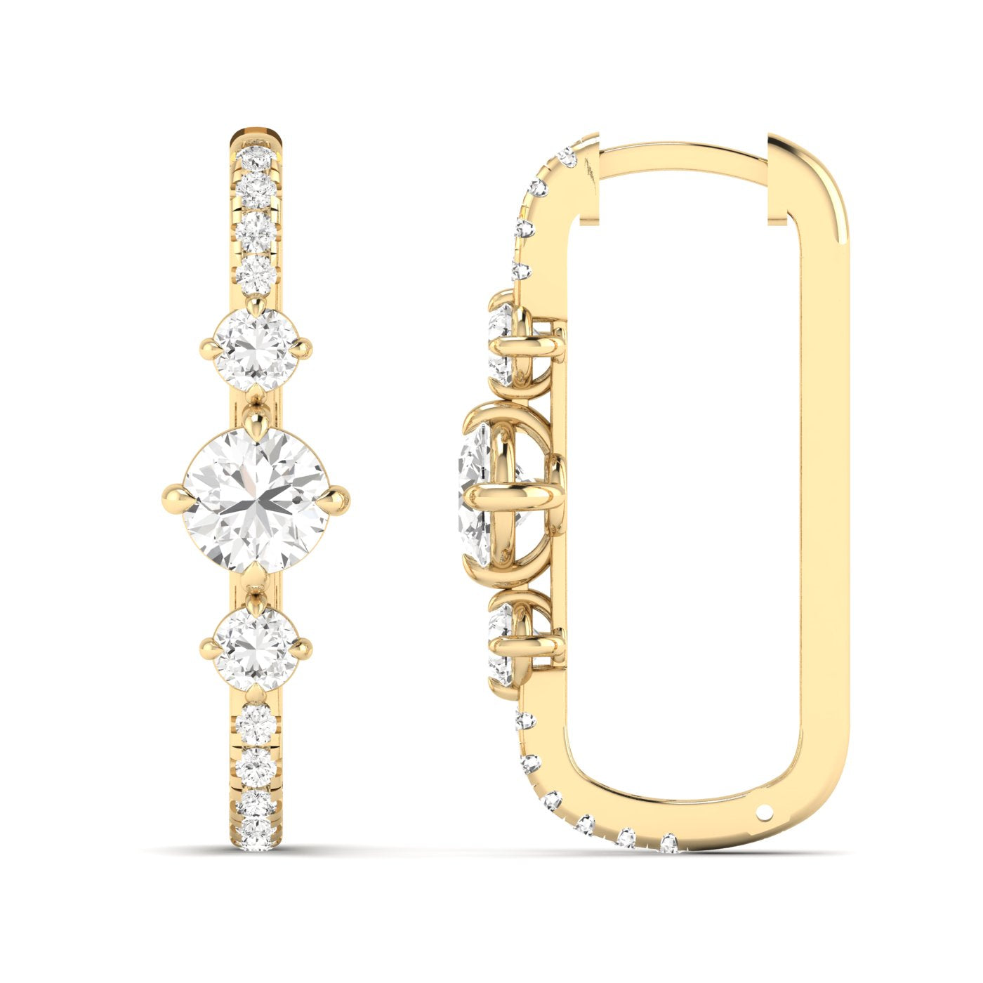 14K YELLOW LAB GROWN DIAMOND HOOPS