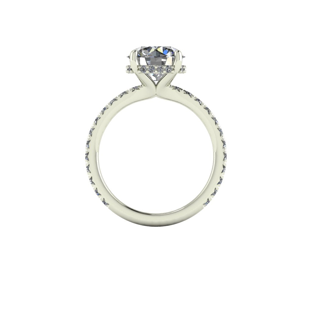 Lady's Hidden Halo White 14 Karat Engagement Ring