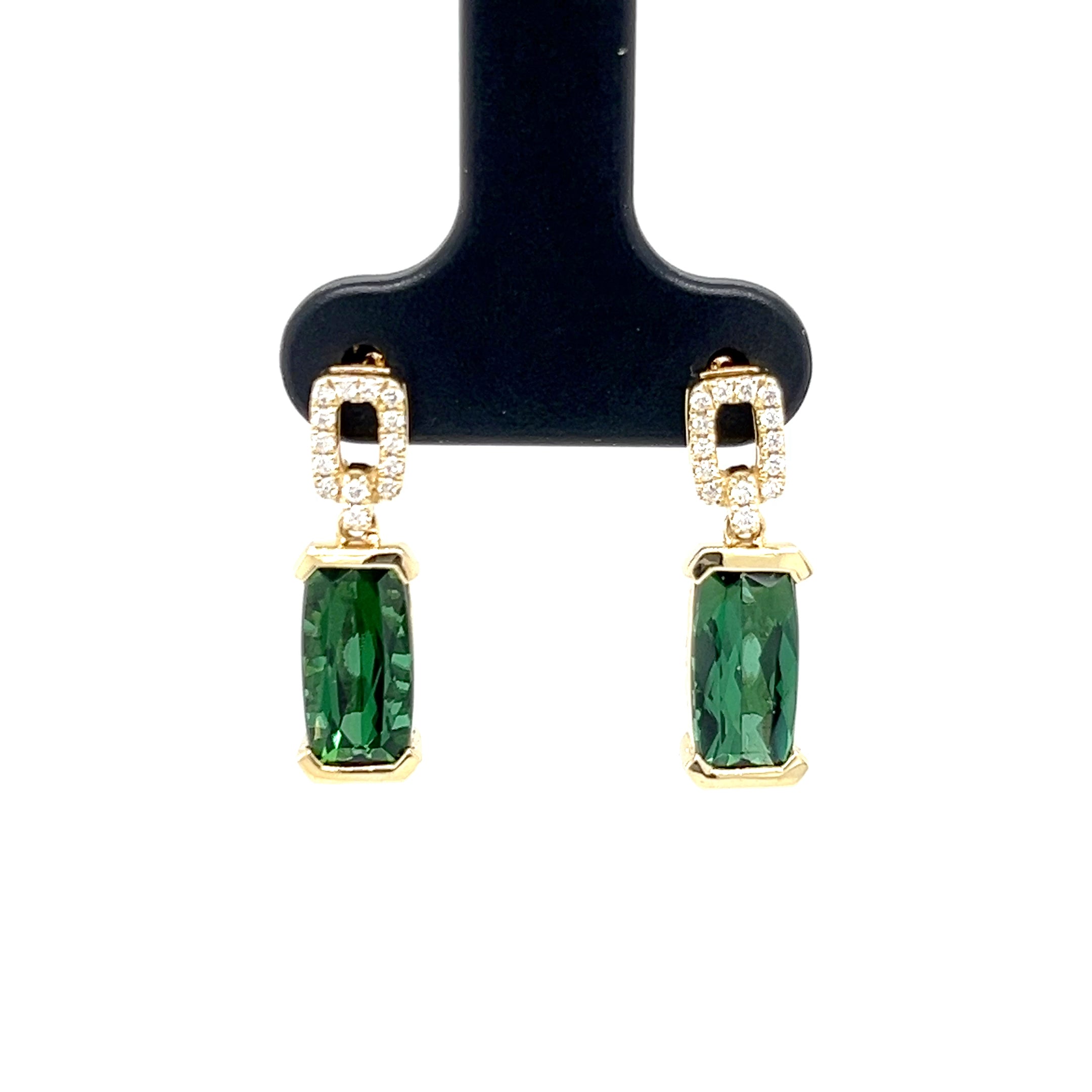 14KY DIA/GRN TOURMALINE EARRINGS