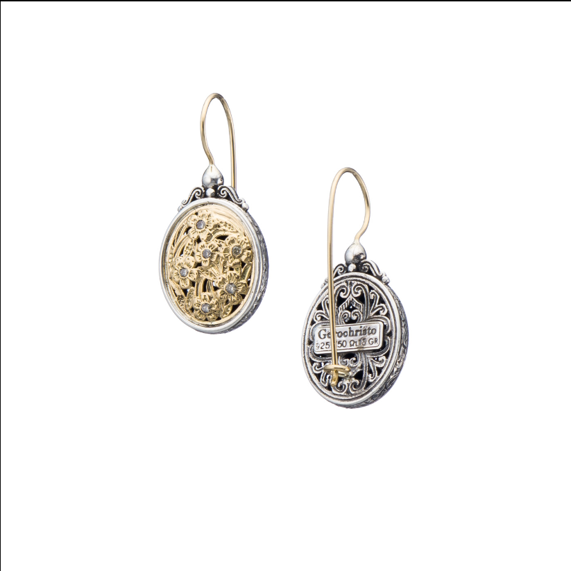 HARMONY OVAL EARRINGS IN 18K GOLD AND STERLING SILVER WITH DIAMONDS