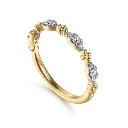 14K YELLOW GOLD DIAMOND MARQUISE SHAPE BUJUKAN STACKABLE RING