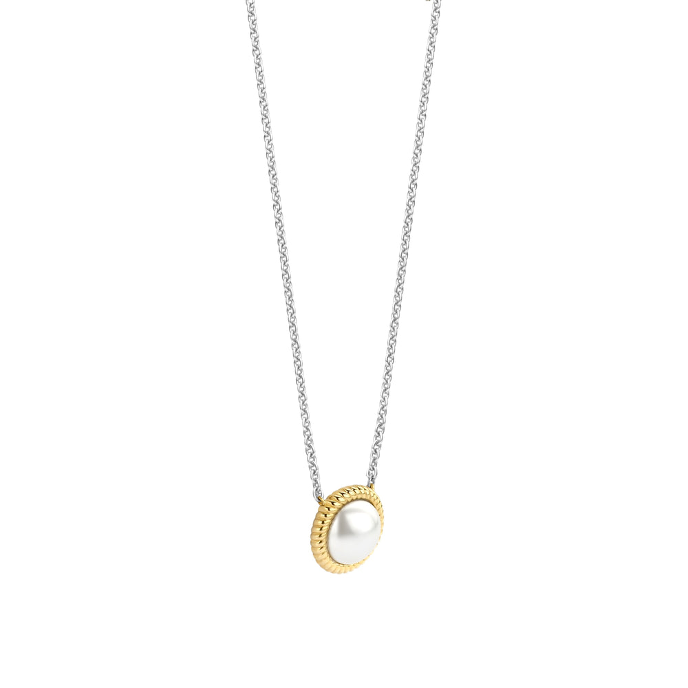 STERLING SILVER/GOLD PLATE PEARL NECKLACE