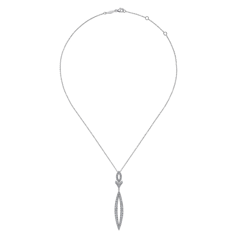 14K WHITE GOLD DIAMOND LARIAT NECKLACE