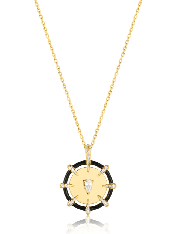 Gold Sparkle Point Medallion Necklace