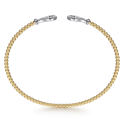 14K YELLOW0WHITE GOLD BUJUKAN DIAMOND TEARDROPS BANGLE