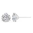 14 KARAT WHITE GOLD 3 PRONG MARTINI LAB GROWN DIAMOND STUD EARRINGS 1CTW