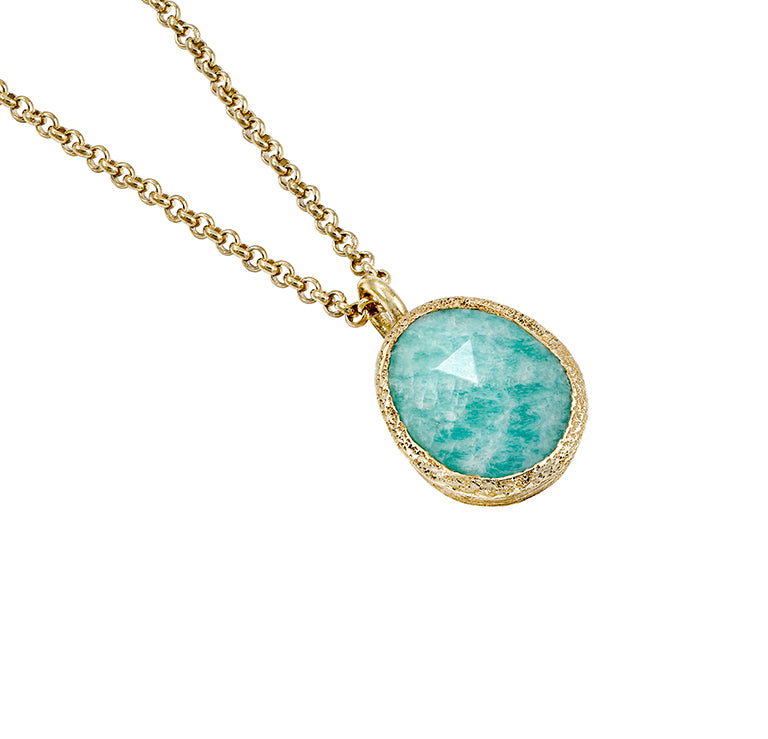 SHADE PENDANT IN SILVER, 18 KARAT GOLD VERMEIL AMAZONITE