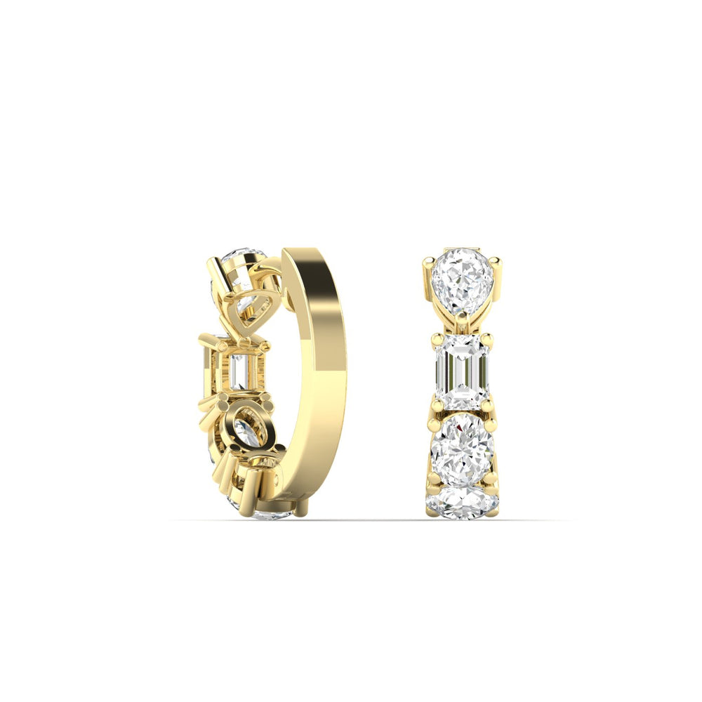 14K YELLOW LAB GROWN DIAMOND MULTI SHAPE HOOPS