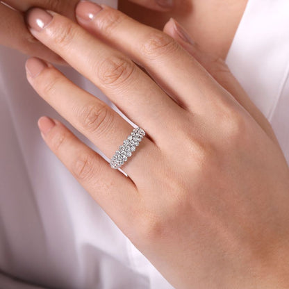 14K White Gold Multi Row Diamond Ring