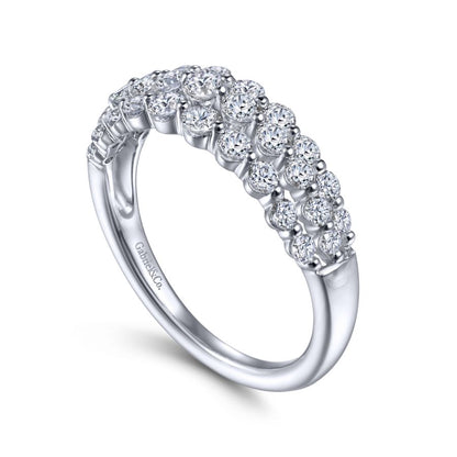 14K White Gold Multi Row Diamond Ring