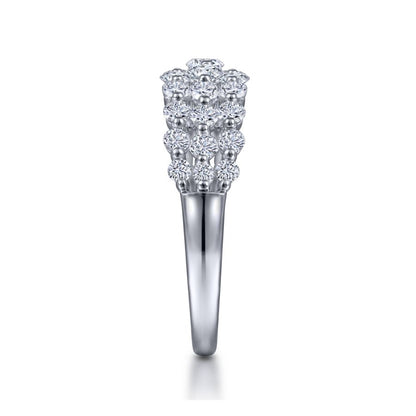 14K White Gold Multi Row Diamond Ring