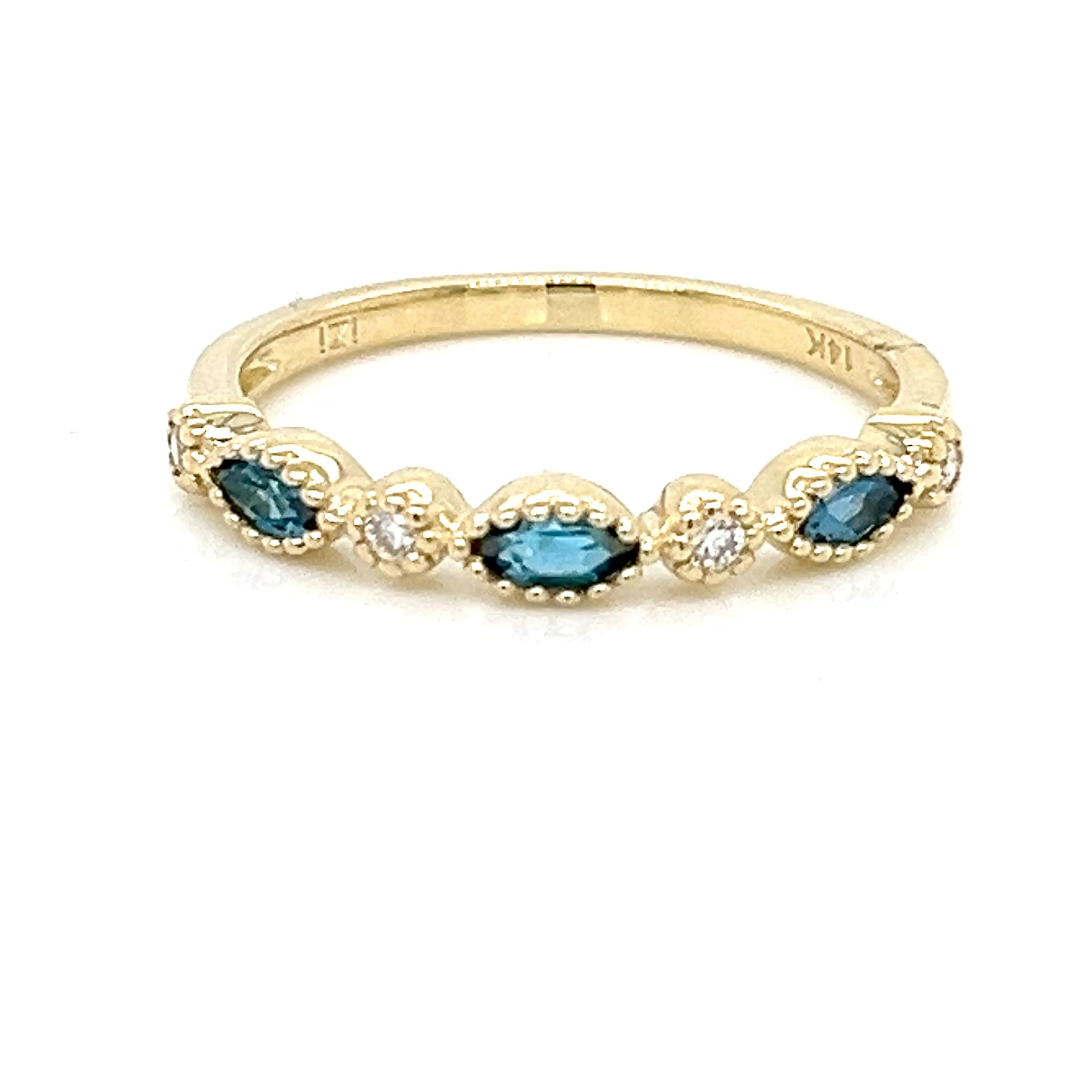 14KY DIA LONDON BLUE TOPAZ RING